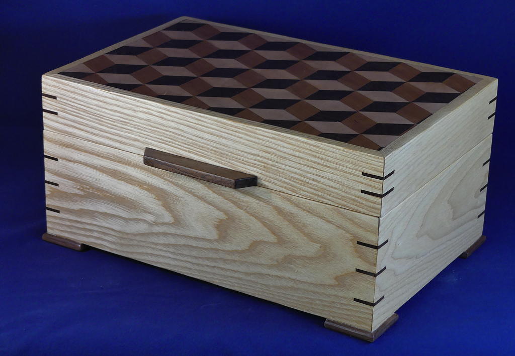 Tumbling Block Jewelry Box with Tray